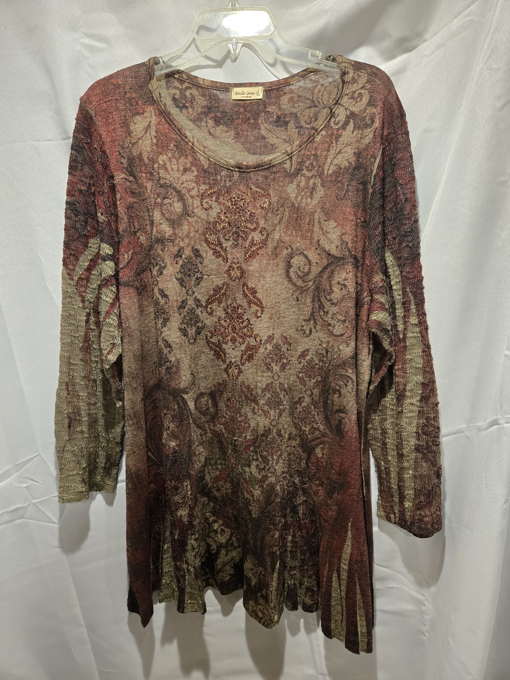 Women's Rustic Red & Olive Printed Tunic Top